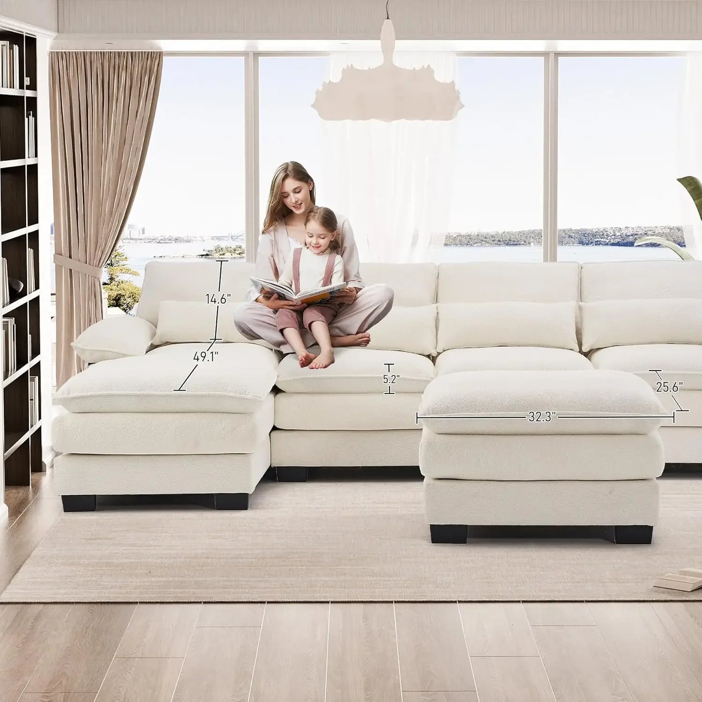 114" U Shape Sectional Cloud Couch