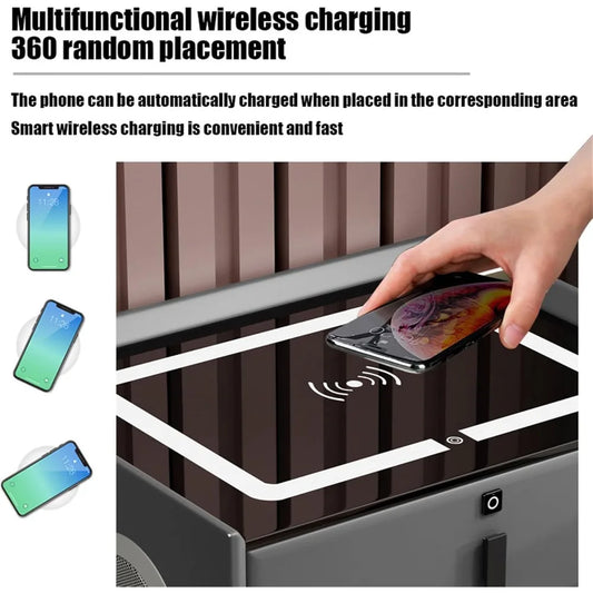 Smart Side stand with Fingerprint Lock and Adjustable LED Lights with USB and Type-C Port