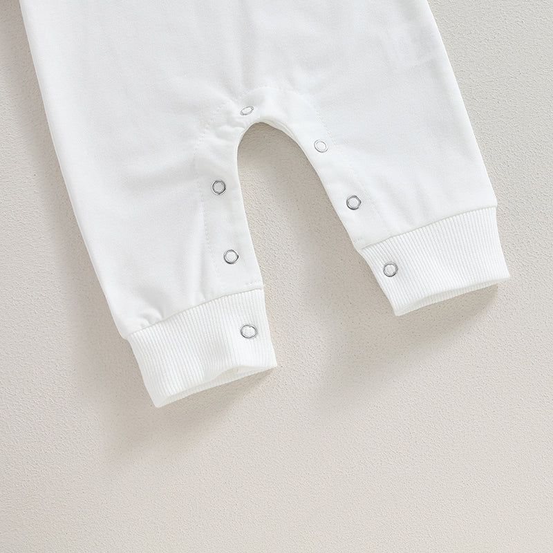 0-12M Newborn Baby Boy Sweatshirt Rompers-Bull Head Letter Print, Long Sleeve Jumpsuit