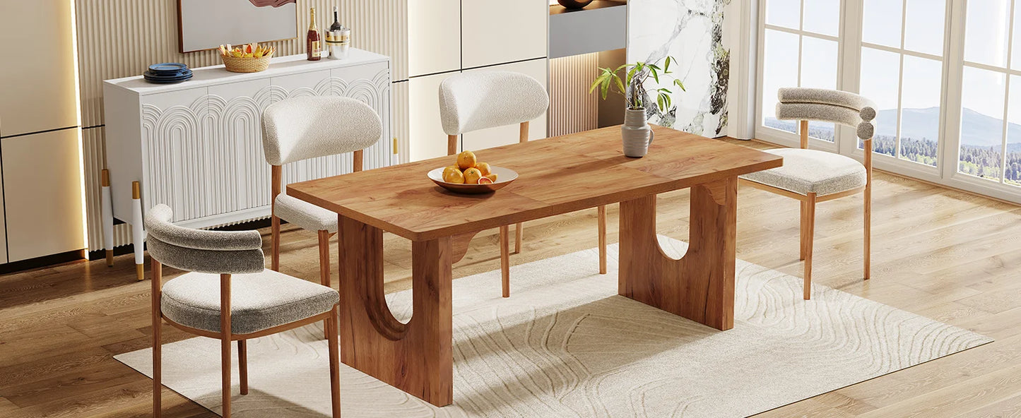 71" Large Kitchen Dining Table with Wood Pedestal Base, Seats 6-8