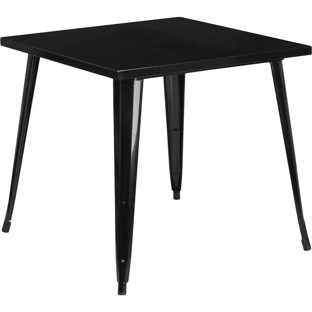 31.75" Square Black Metal Indoor-Outdoor Table