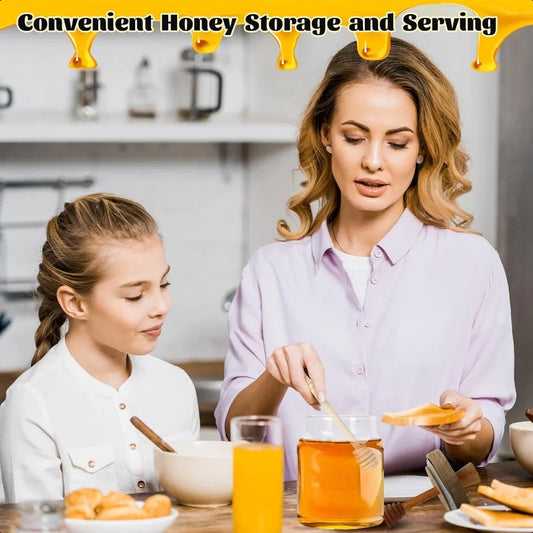 Honey Pot with Dipper and Lid 18oz Glass