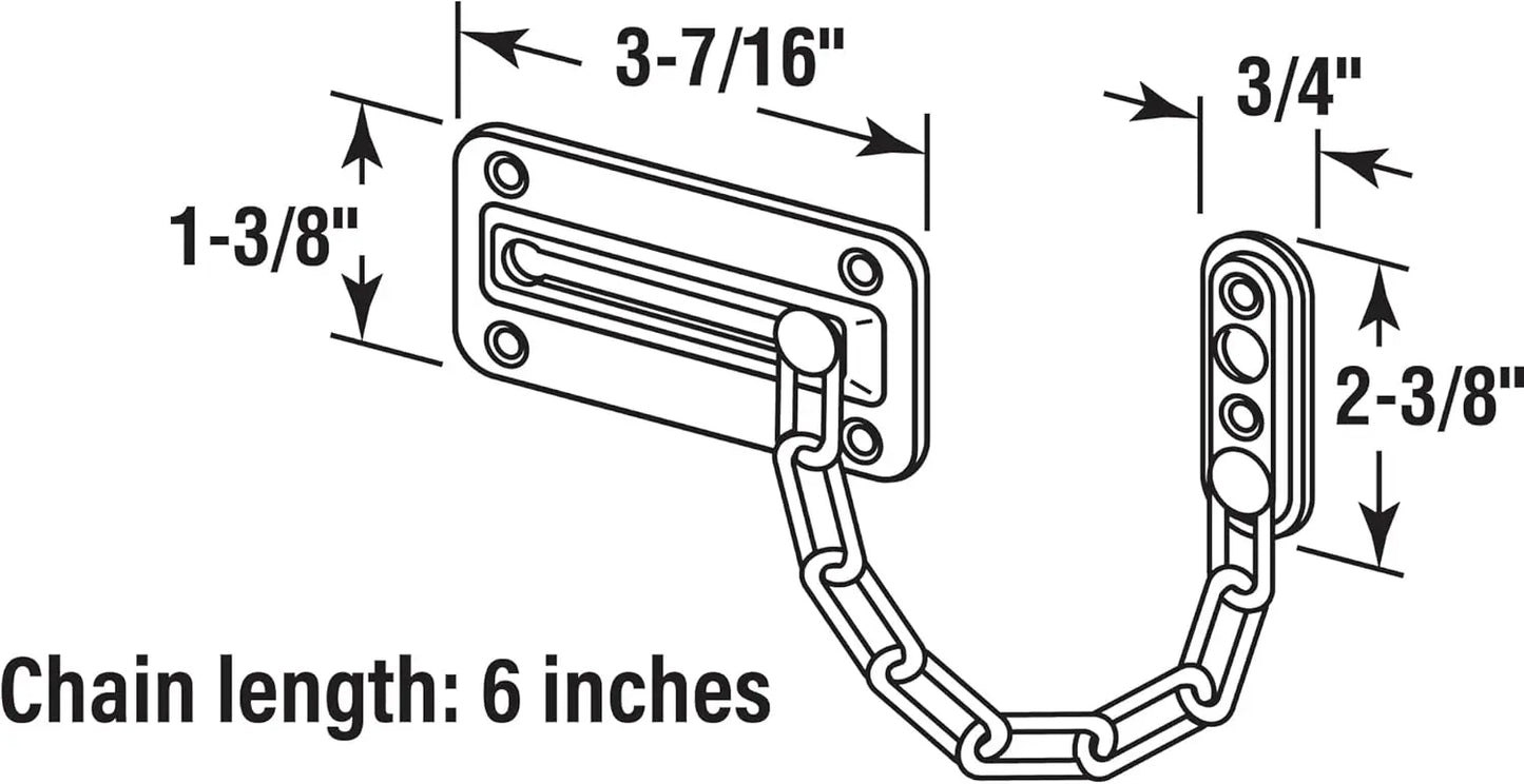 U 9905 Chain Door Guard, Steel with Brass Finish (Single Pack)