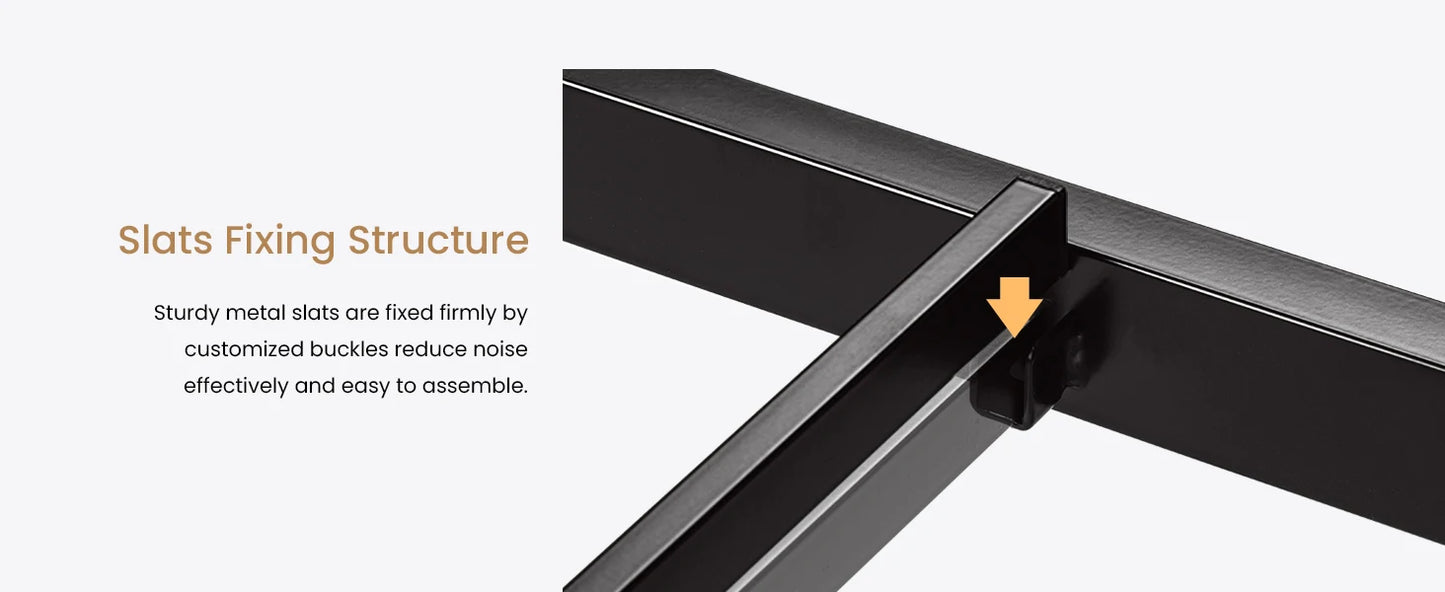 King Size Platform Bed Frame with Upholstered Headboard, Metal Slats Support, Noise Free