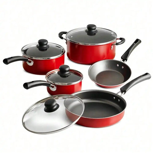 9-Piece Nonstick Cookware Set, Red