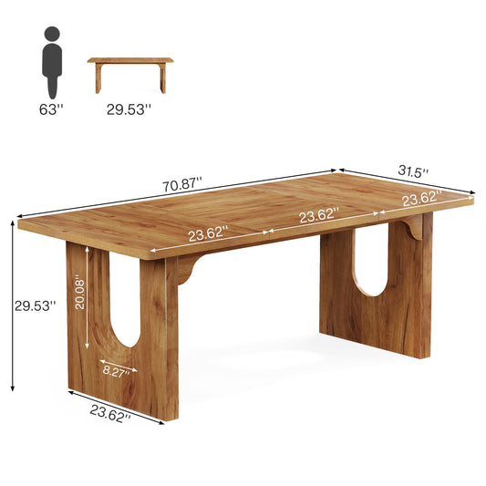71" Large Kitchen Dining Table with Wood Pedestal Base, Seats 6-8