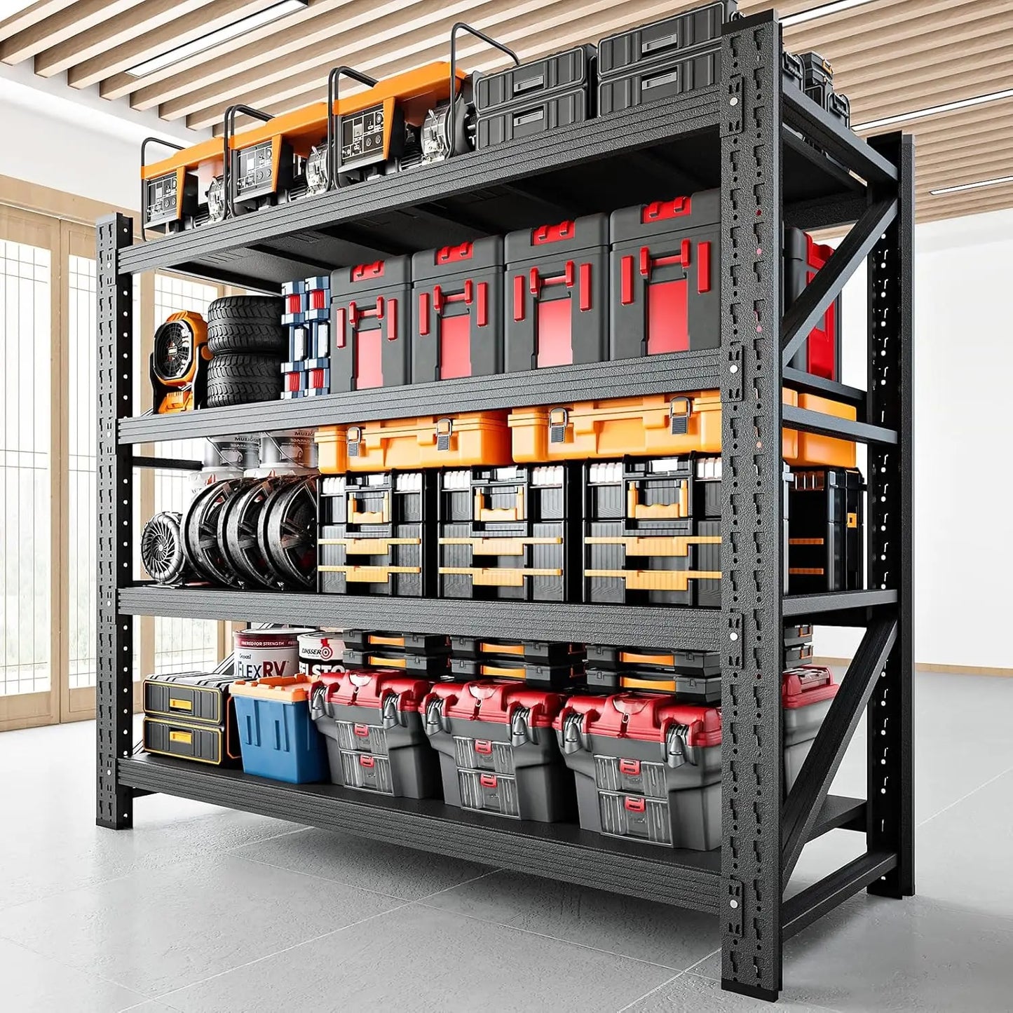3000LBS 48" W Garage Shelving Heavy Duty Metal Adjustable Garage Shelves