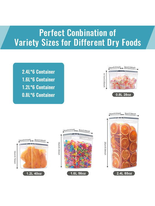 24pcs New Kitchen Sealed Storage Box Set Dry Food Storage