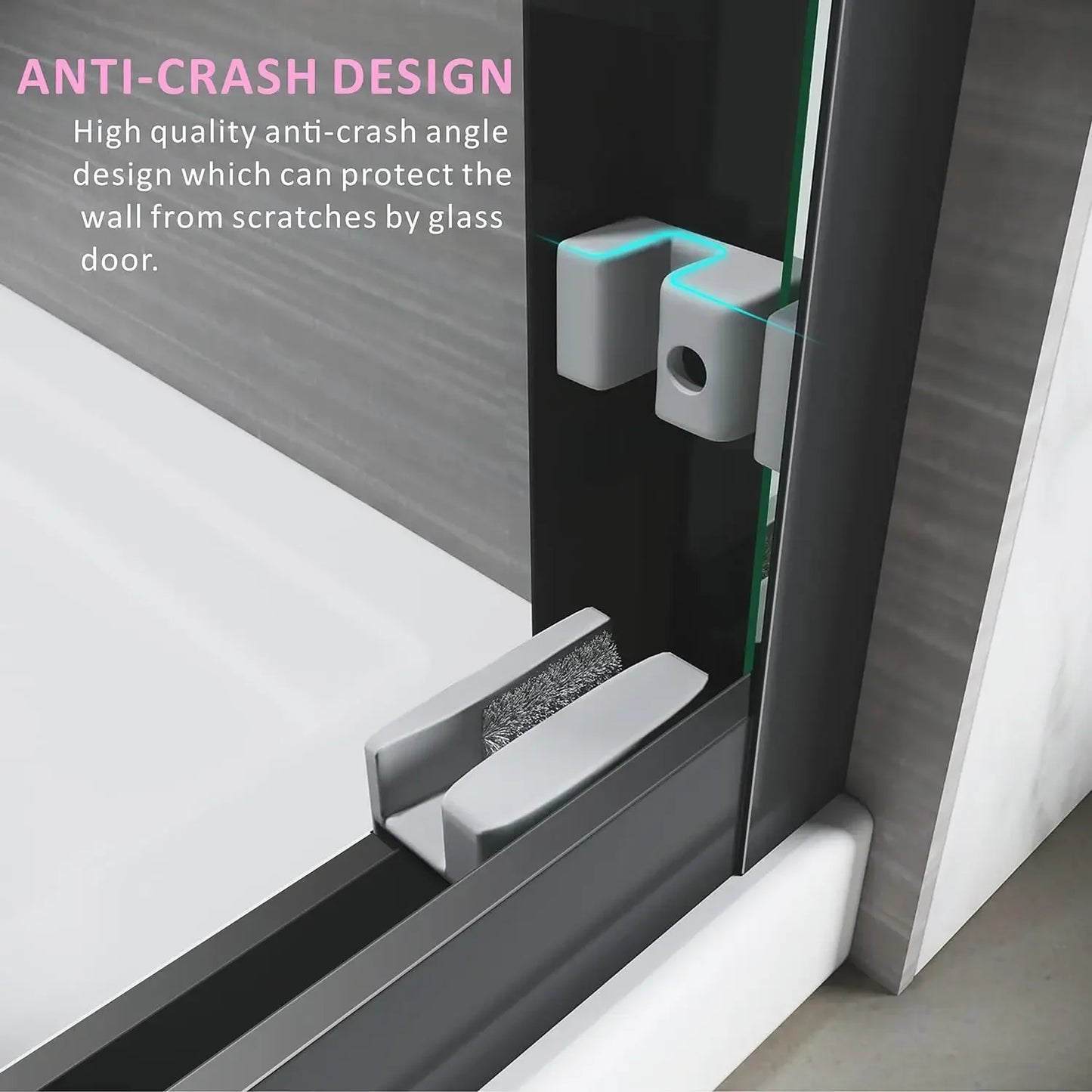 48 Inch Glass Shower Door with 1/4" (6mm) Clear SGCC Tempered Glass, 44-48 in.W x72 in.H