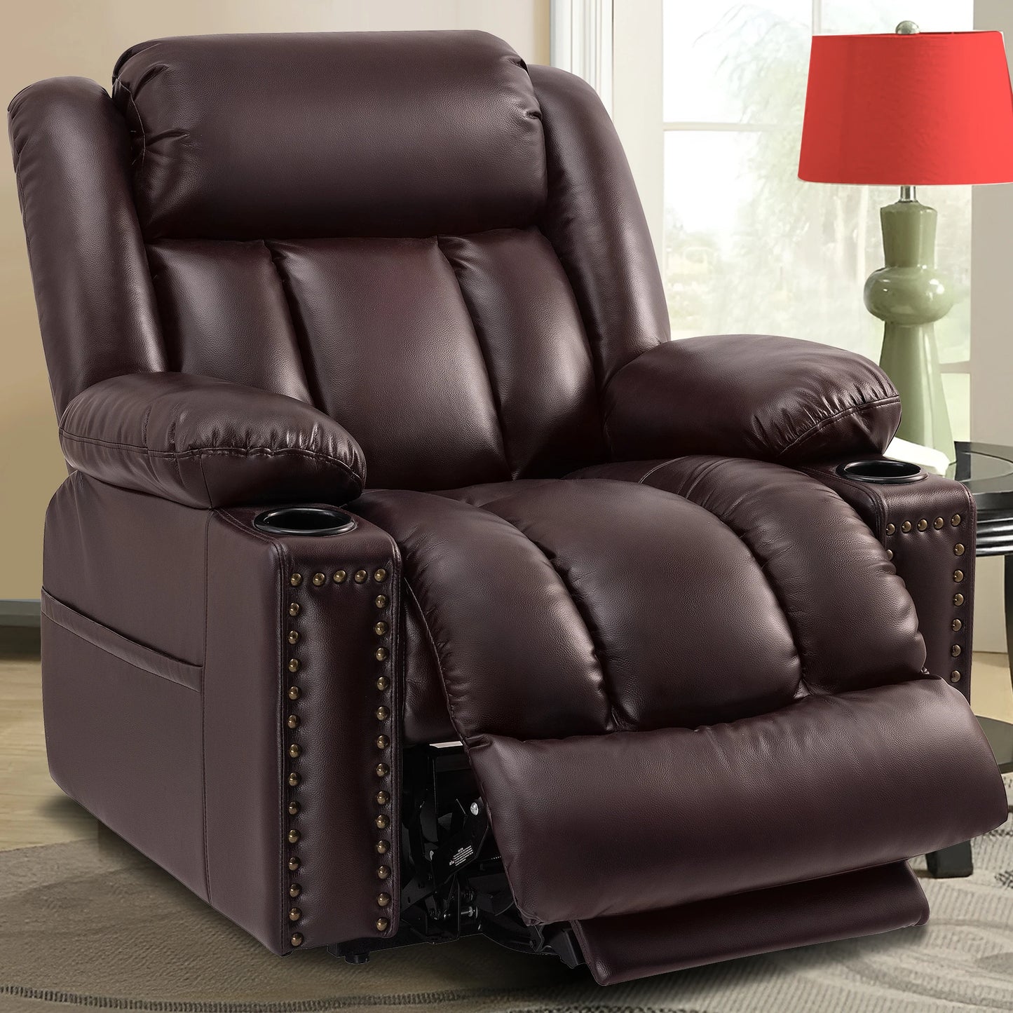 Large Faux Leather Power Lift Chair Recliner with Power Headrest