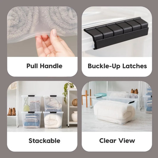 72 Qt Stackable Plastic Storage Bins with Lids