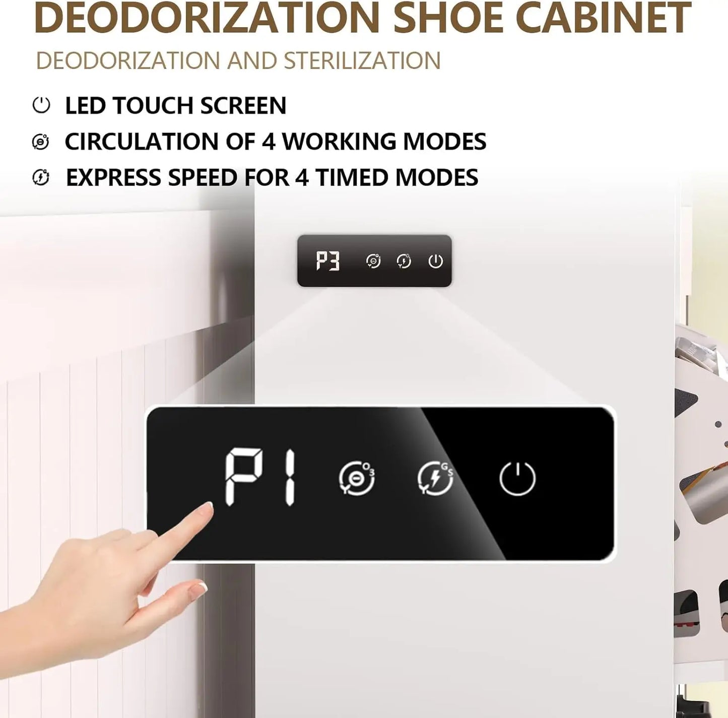 Shoe Storage Cabinet with Bench and Deodorizing Function with 2 Flip Drawers