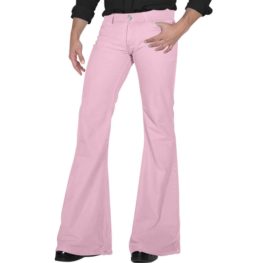 Men's Flare Pants, Solid Color, Daily Simple Classic Trousers, Mopping Bottoms, Disco Flared
