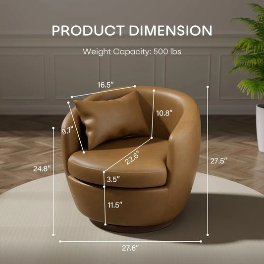 Set of 2, Swivel Chair with Storage, Brown Barrel Swivel Chair