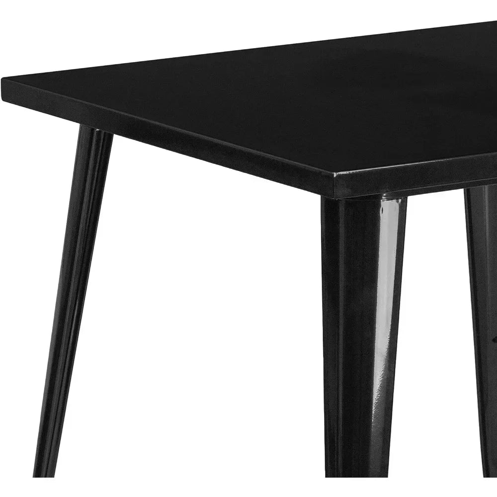 31.75" Square Black Metal Indoor-Outdoor Table