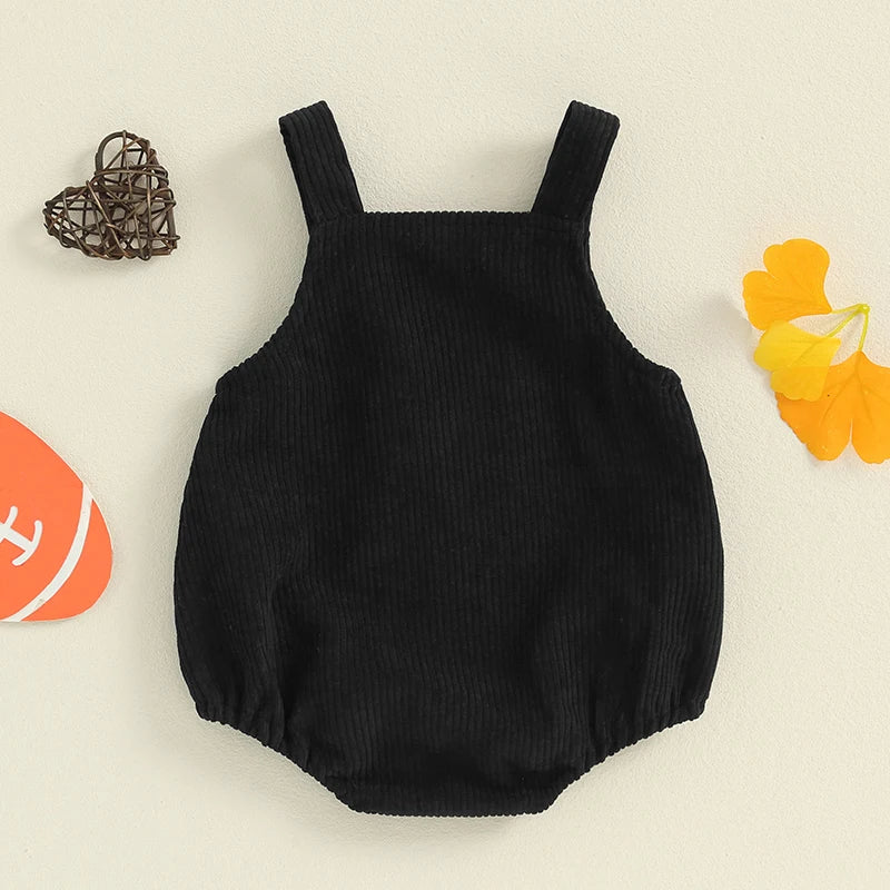 0-12M Unisex Baby Overalls, Sleeveless, Football Embroidery, Rompers