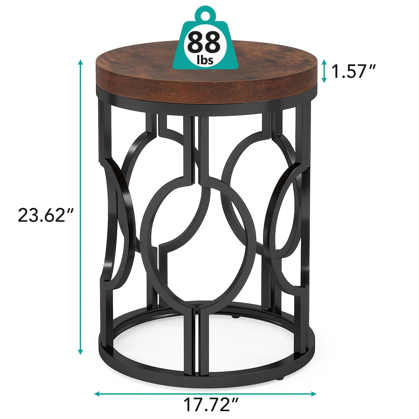 Industrial SideTable with Metal Hollow Frame