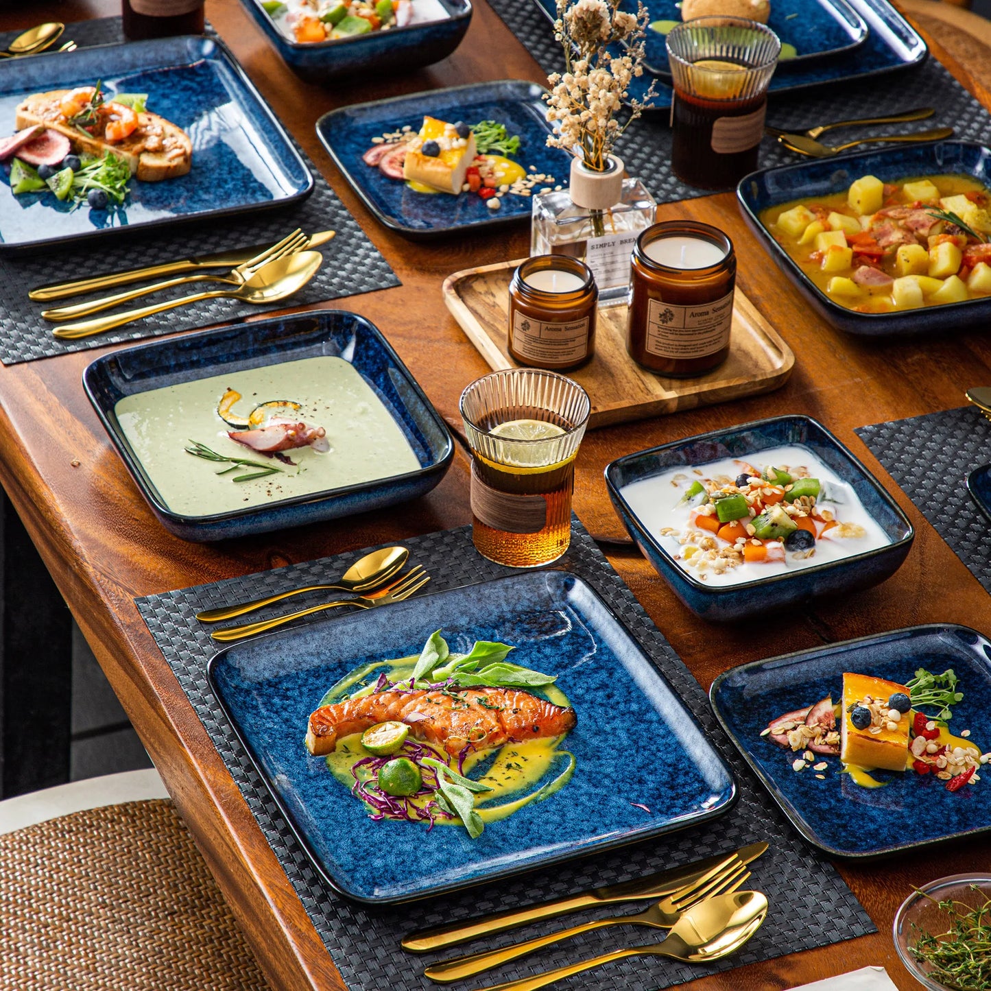 16 Pieces Kitchen Dinnerware Ceramic Crockery Set for 4 Person