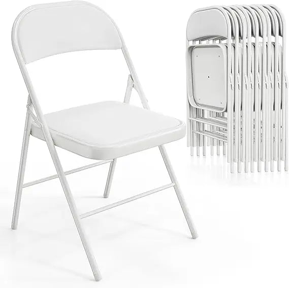10 Pack Folding Chairs with Padded Seats, Capacity 350 lbs, Black