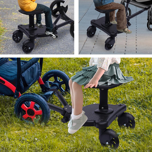 2in1 Stroller Ride Board Buggy, Wheeled Board, Seat Pedal with Detachable Seat Board
