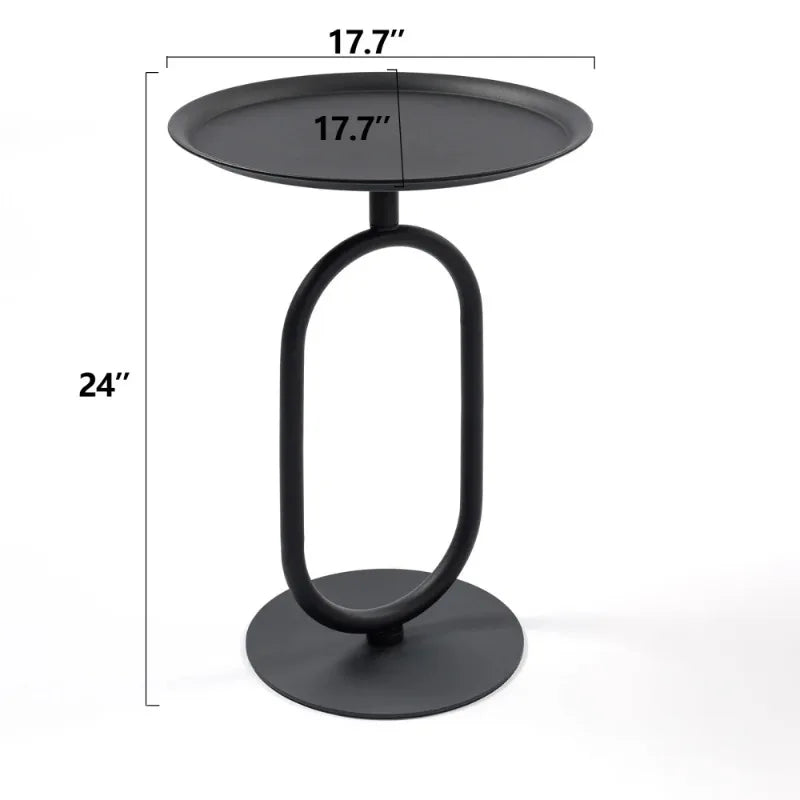 Lantern-shaped Small Round Metal Side Table