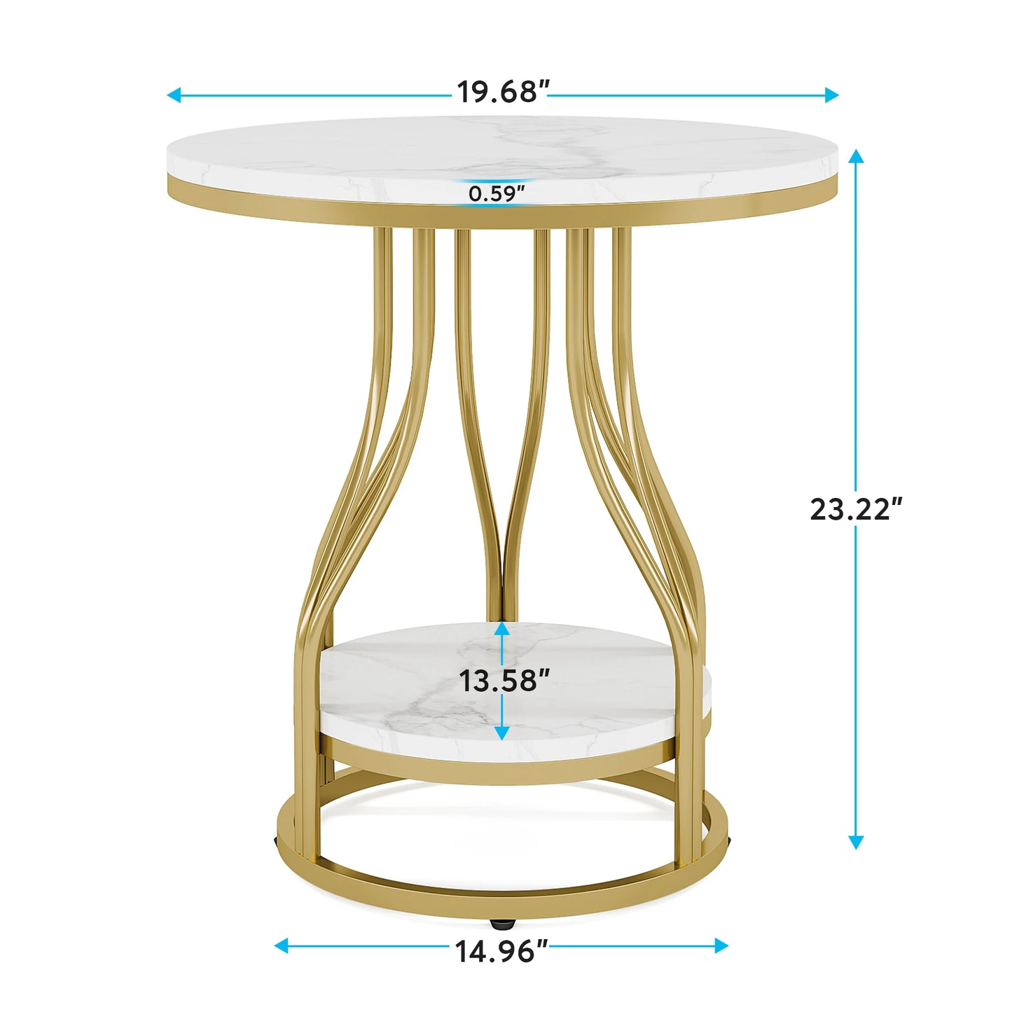 Round 2-Tier White Gold End Table