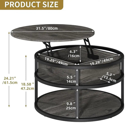 Round Lift Top Coffee Table With Storage