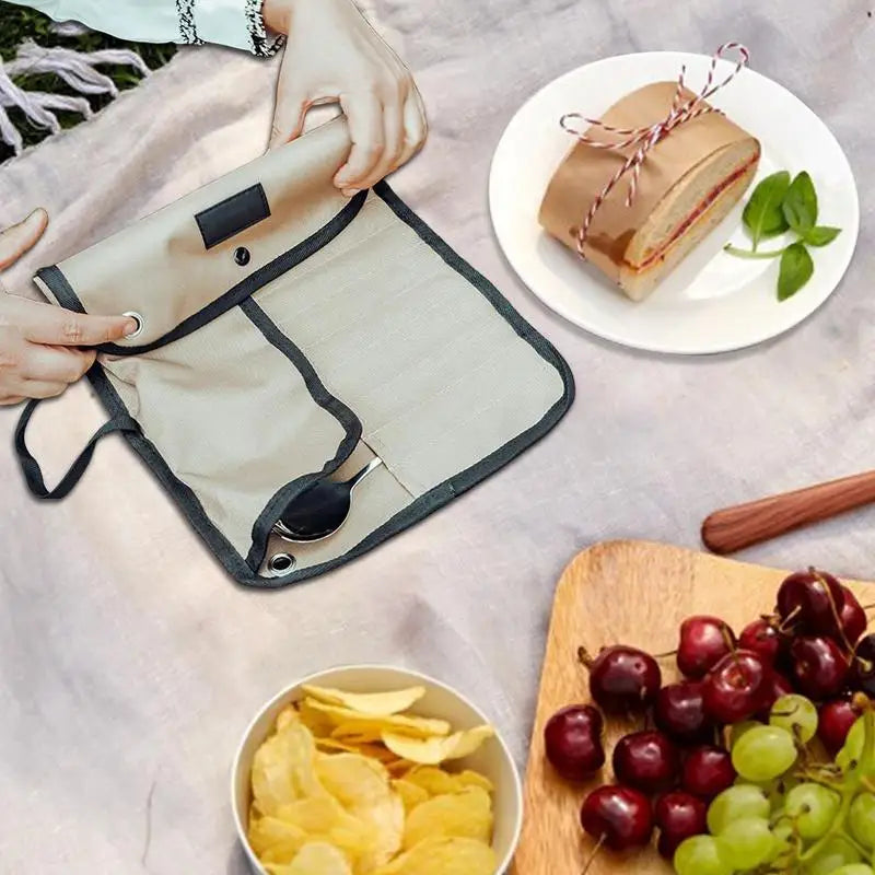 Camping Cutlery Roll Bag 12 Slots