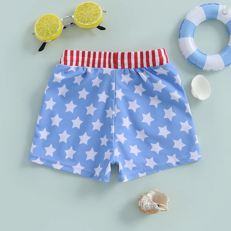 6MO-4Y Boys Independence Day Drawstring Star Print Swim Trunks