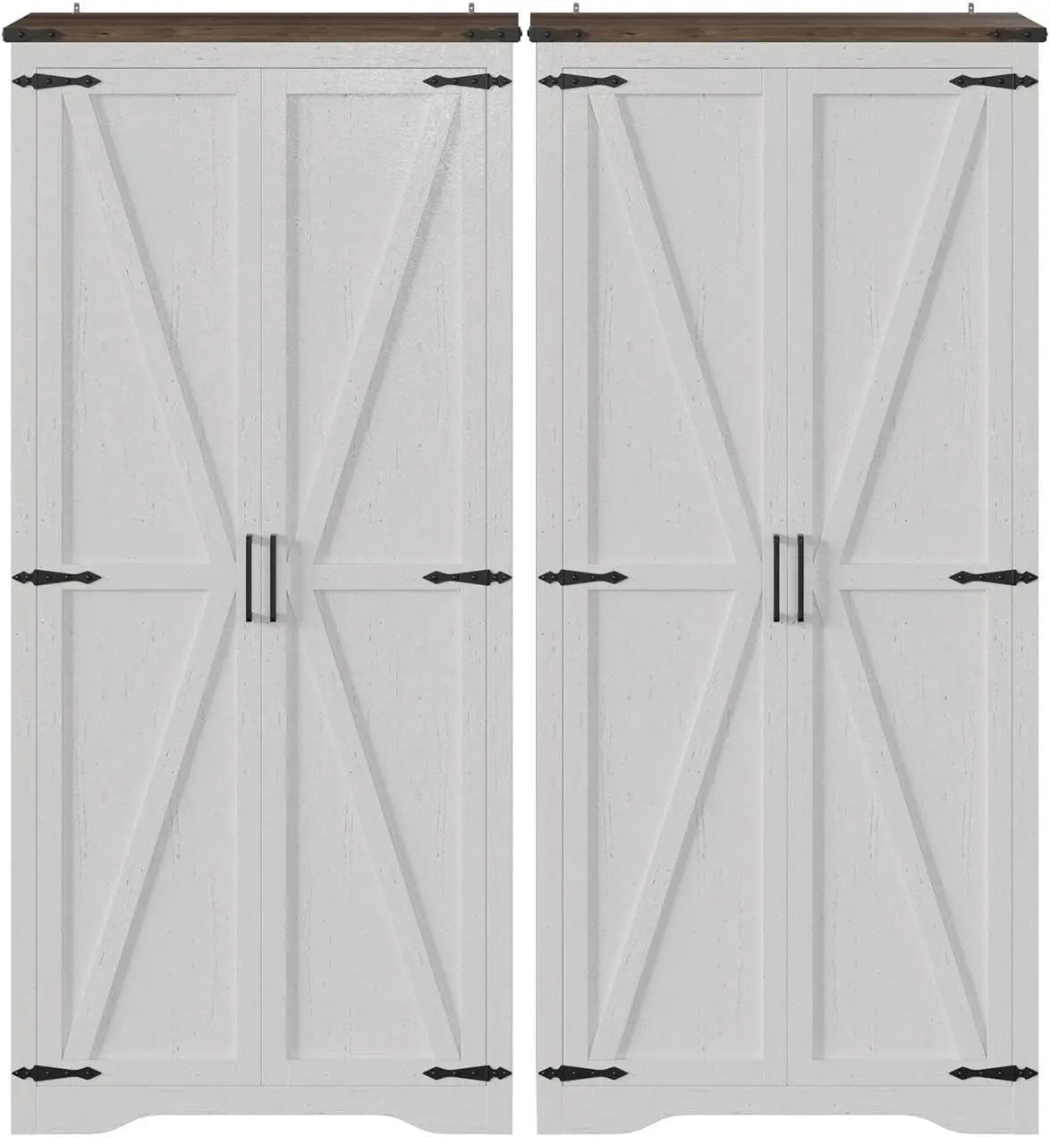 Set of 2 Tall Storage Cabinet w/Adjustable Shelves w/2 Barn Doors