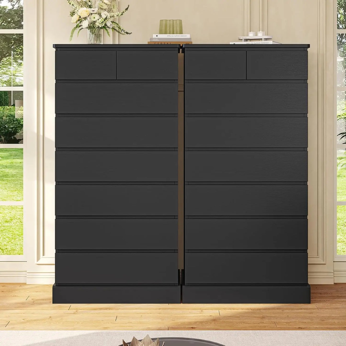 59.6" Tall Dressers & Chests of 8 Drawers, Modern Wood Closet Organizer