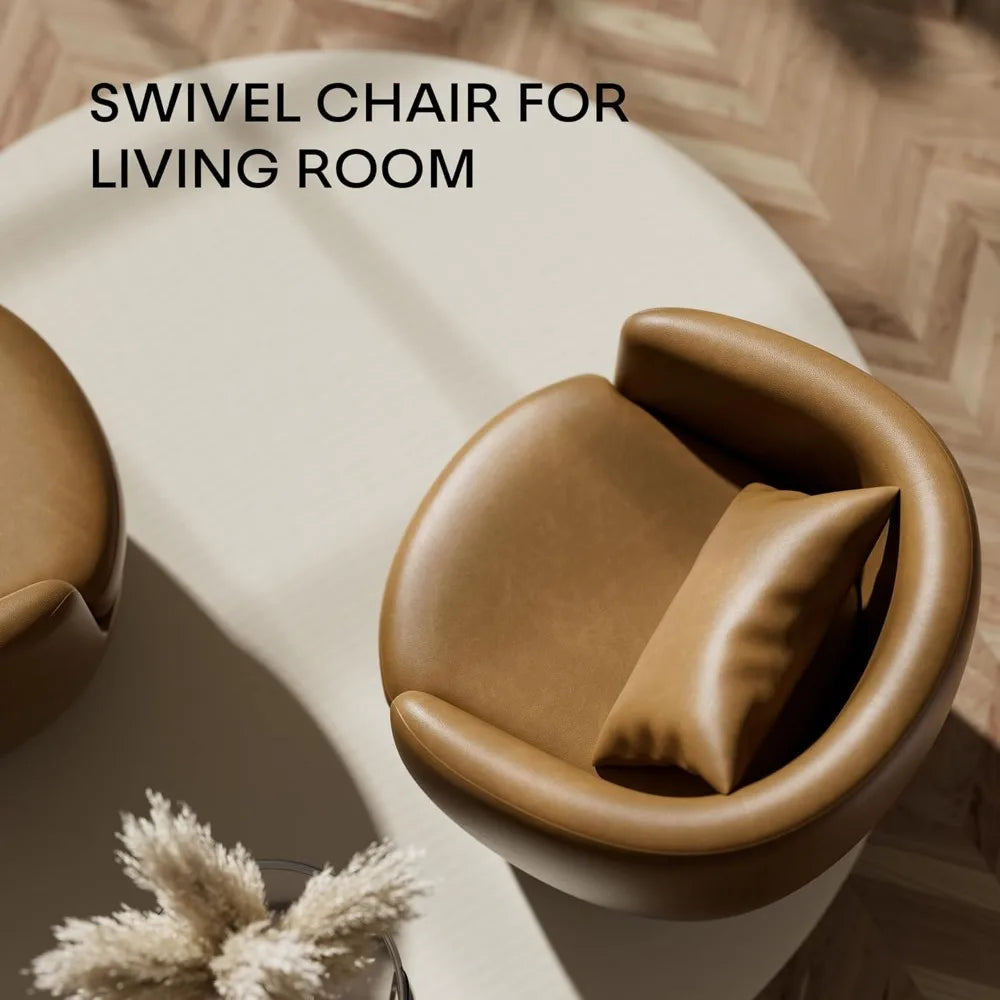 Set of 2, Swivel Chair with Storage, Brown Barrel Swivel Chair