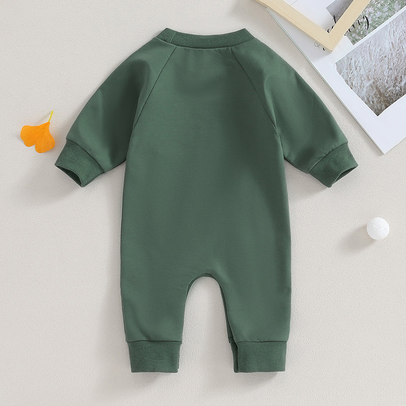 0-12M Newborn Baby Boy Sweatshirt Rompers-Bull Head Letter Print, Long Sleeve Jumpsuit