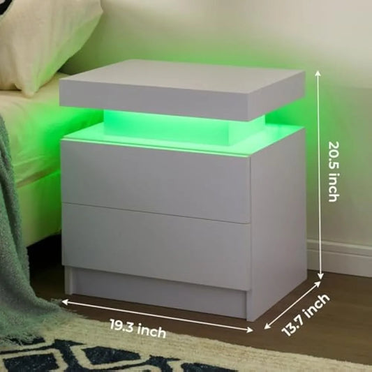Set of 2 LED side stands with 2 Drawers