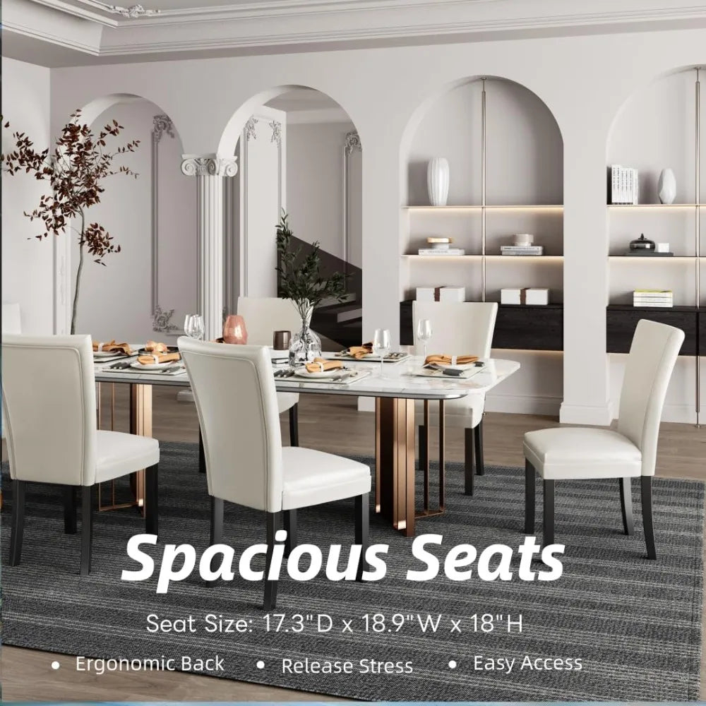 Set of 2 Faux Leather Upholstered Side Chairs w/Solid Wood Legs
