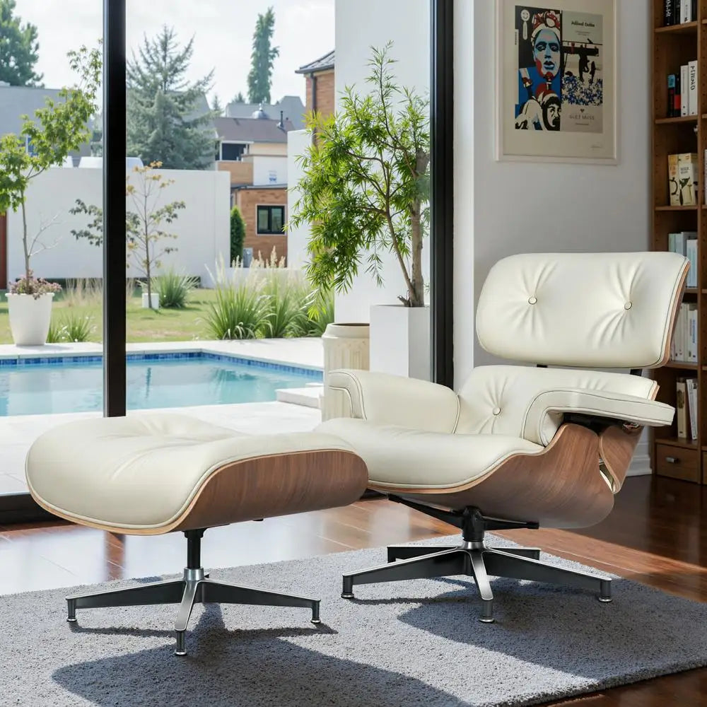 Leather Lounge Chair with ottoman