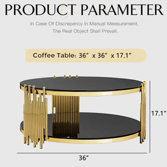 36" Modern Luxury Black Center, Gold Stainless Steel Irregular Leg Table