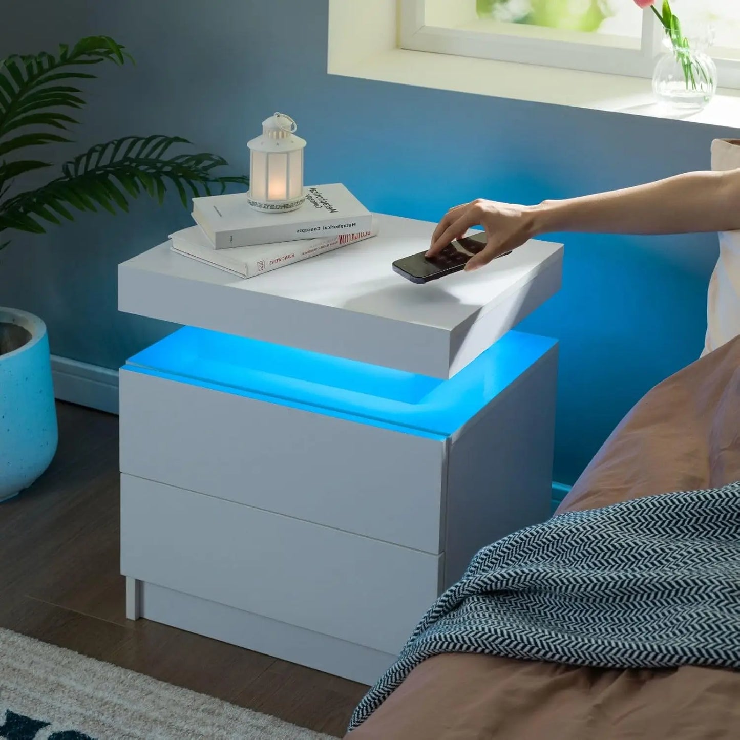 Set of 2 LED side stands with 2 Drawers