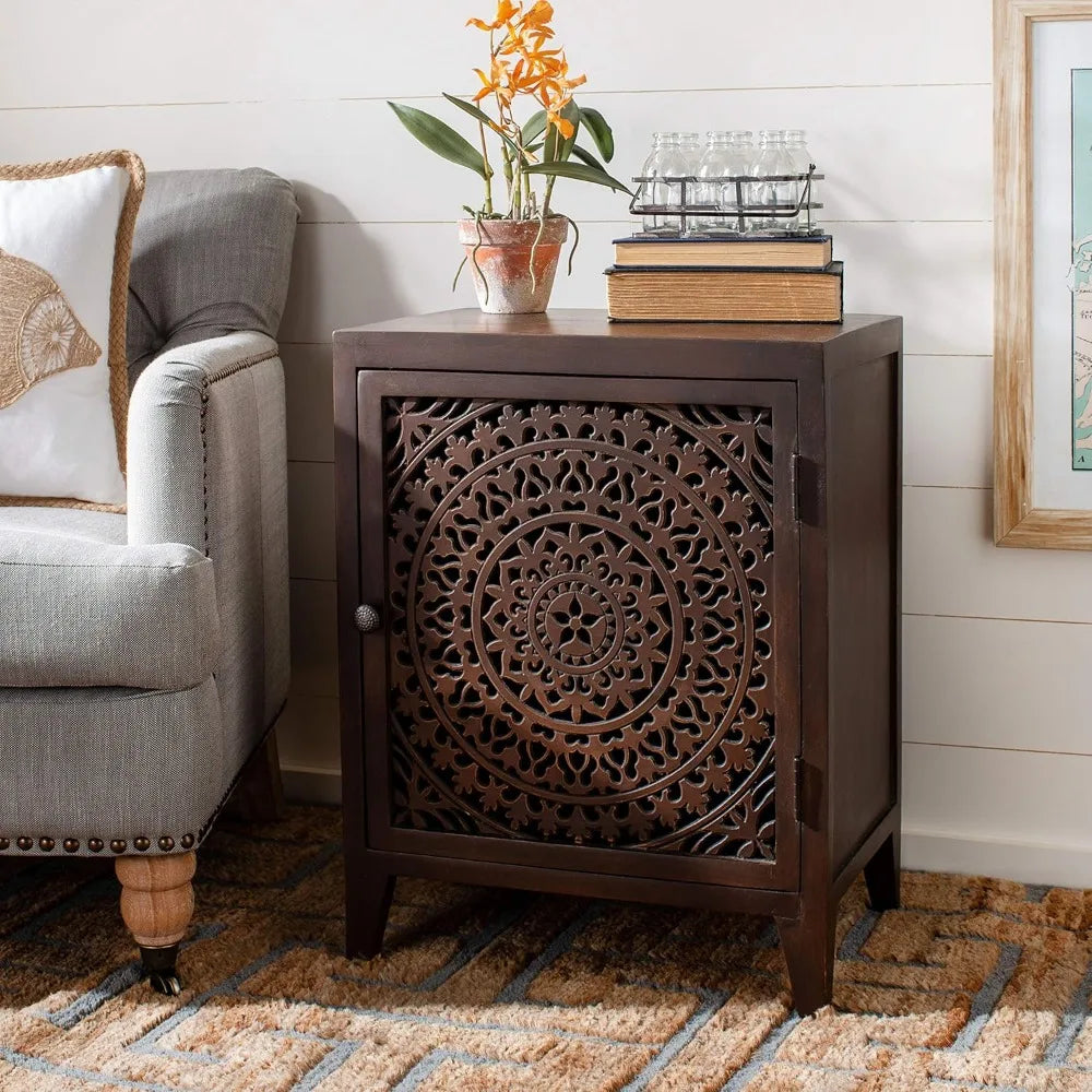 1-door Carved Mandala Nightstand