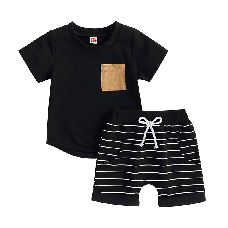 6MO-3T Boys 2Pcs Summer Set, Short Sleeve, Crew Neck