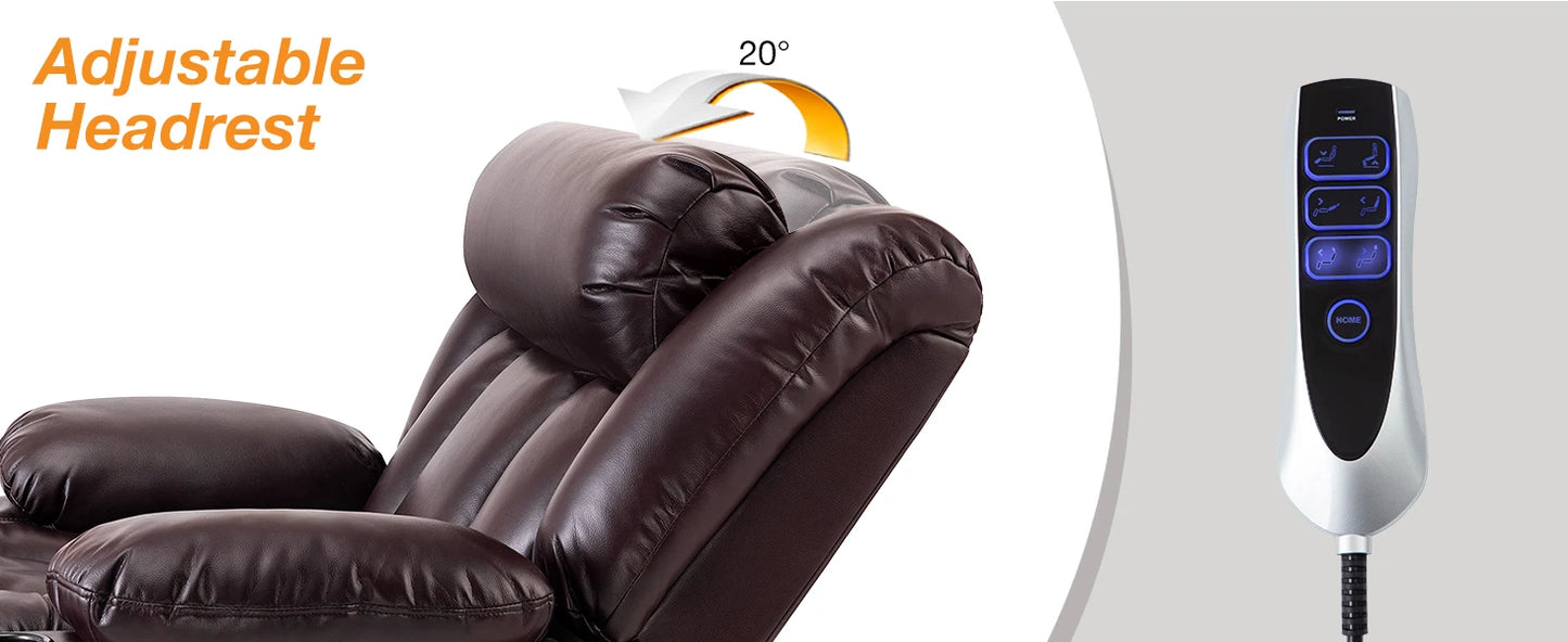 Large Faux Leather Power Lift Chair Recliner with Power Headrest