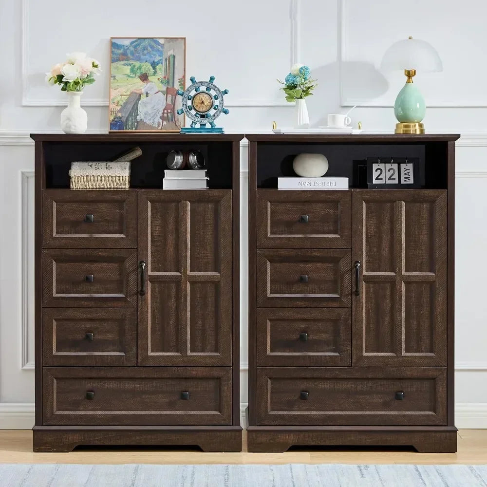 Chest of Drawers with Wooden Drawers and Cross Door, TV Stand