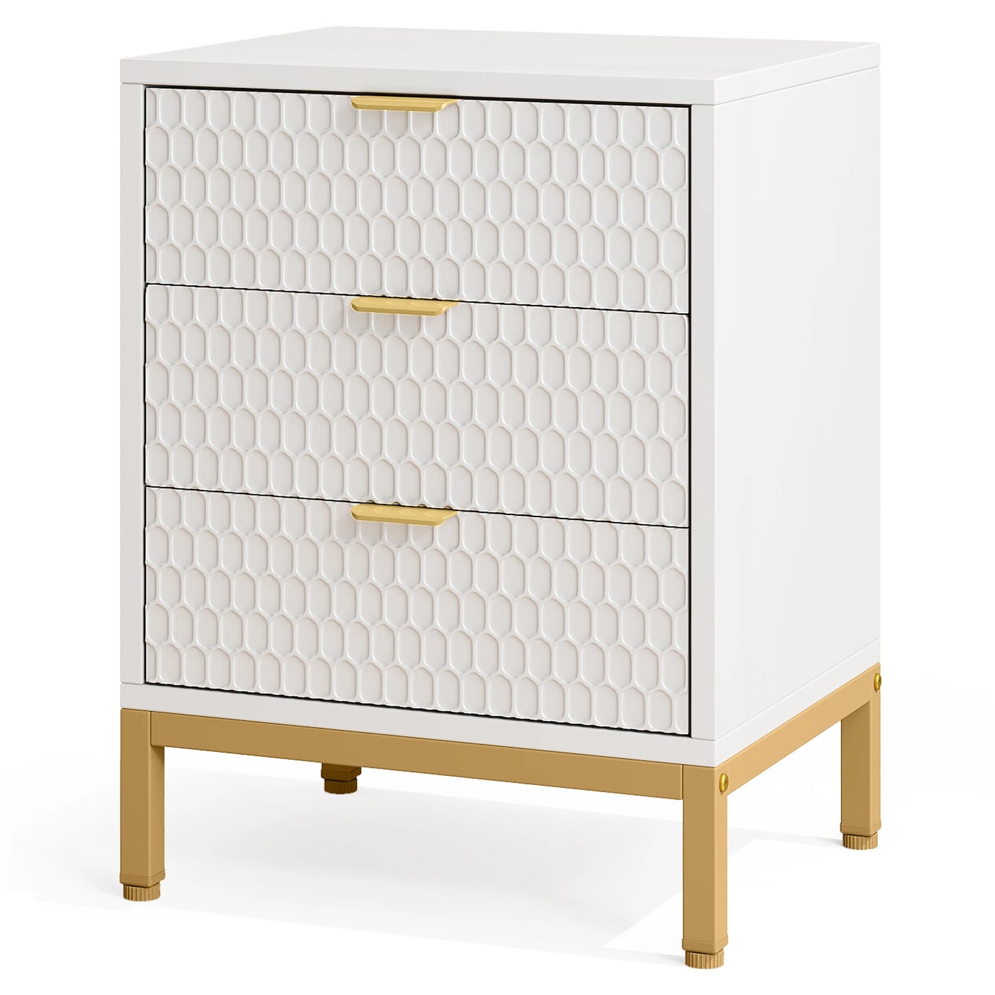 25.78" Tall Bedside Table with 3 Drawers