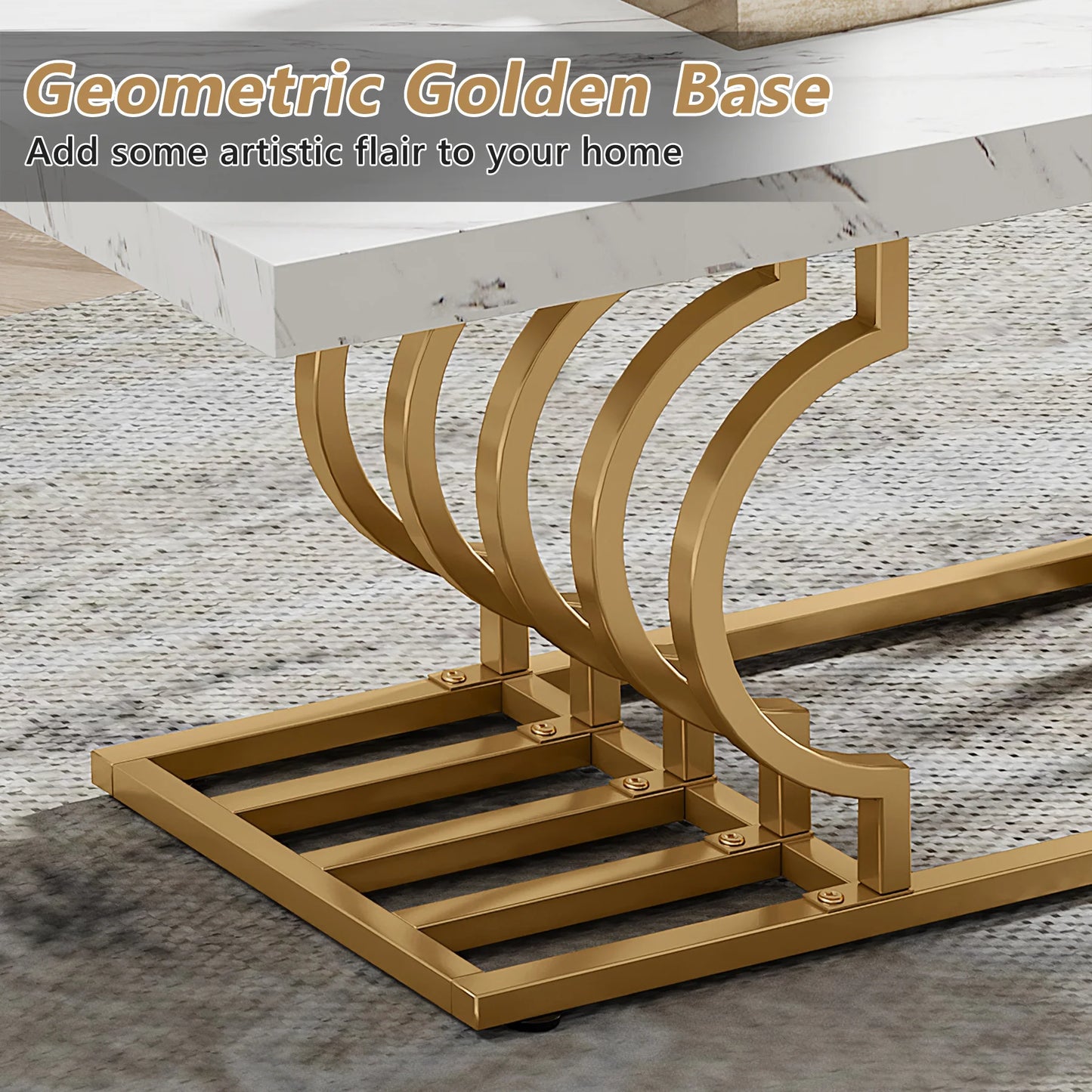 47.24-inch 2-tier Faux Marble Wood Coffee Table
