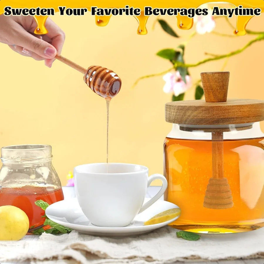 Honey Pot with Dipper and Lid 18oz Glass