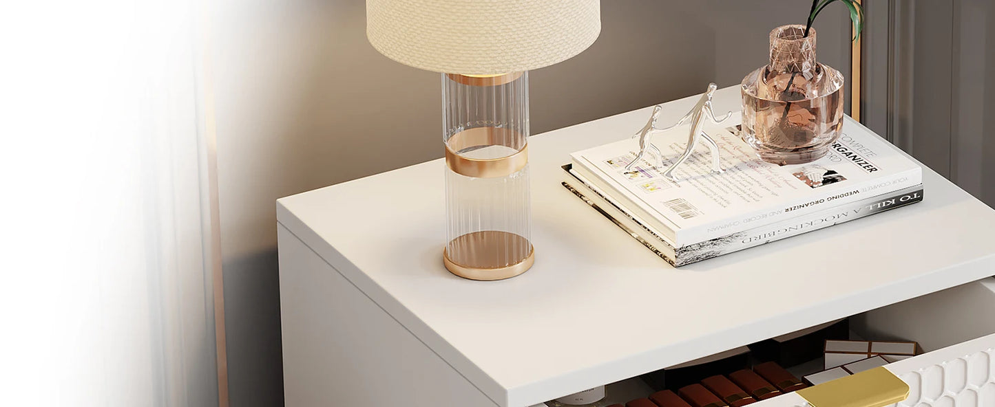 25.78" Tall Bedside Table with 3 Drawers
