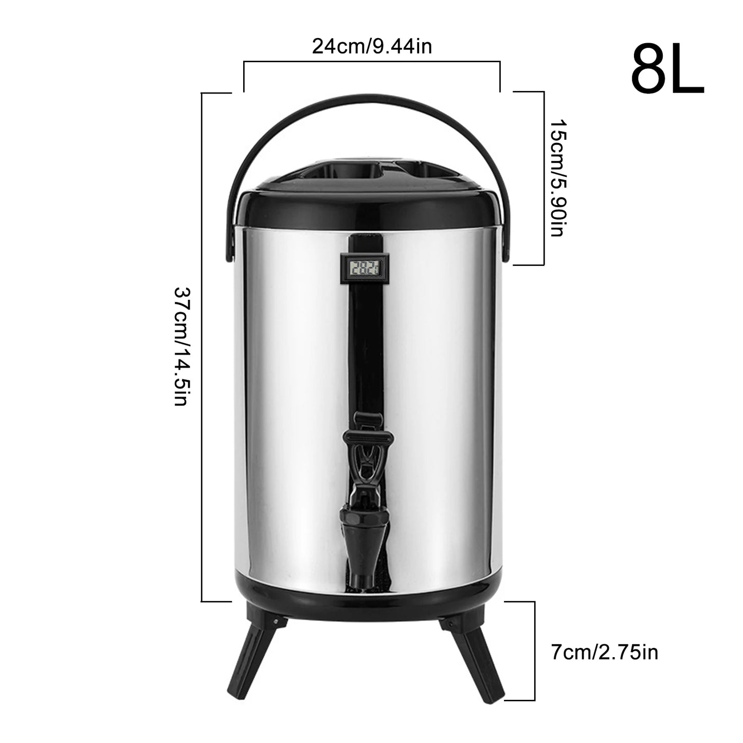 Insulated Beverage Dispenser 12L 10L 8L Stainless Steel Thermal Carafe Pot With Spigot