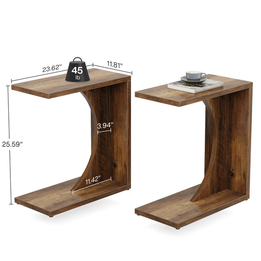 C-Shaped End Table for Sofa