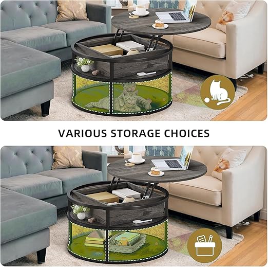 Round Lift Top Coffee Table With Storage
