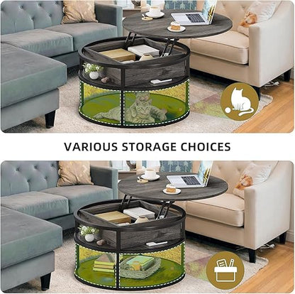 Round Lift Top Coffee Table With Storage